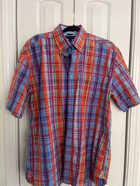 Tommy Hilfiger Bright Plaid Short-Sleeve Button-Down Shirt